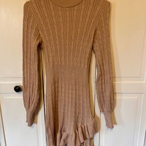 Lulu's Beige Ribbed Knit Sweater